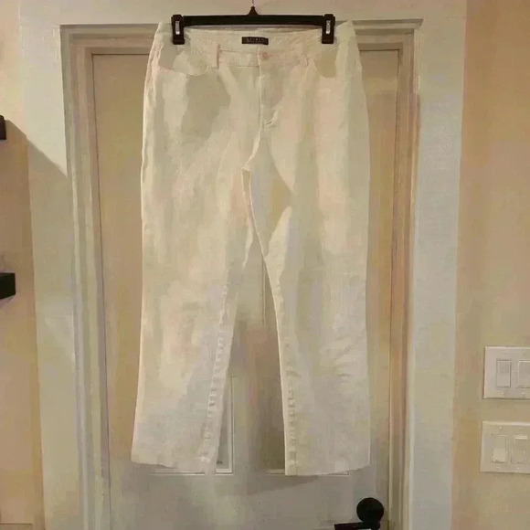 Lauren Ralph Lauren Womens Straight Leg Relaxed Stretch Jeans Cream Size 12 - Picture 2 of 11